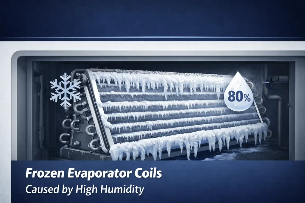 Frozen Evaporator Coils Caused by High Humidity