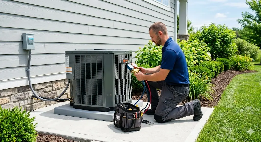 Technician Checking Weak AC Airflow